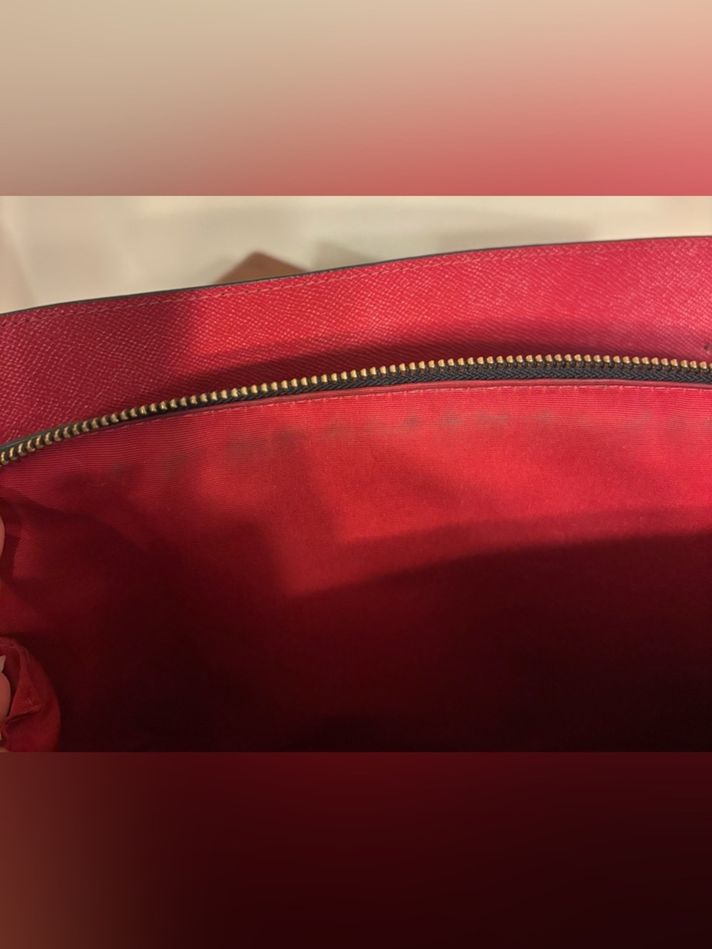 Coach Black Leather Tote with Red Interior Accent - Picture 9 of 14